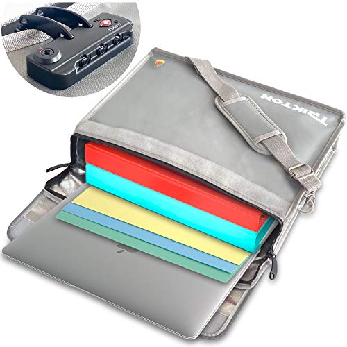 TRIKTON Fireproof and Waterproof Document Bag XL 16x12x3.5 with TSA Lock, Fits Legal Files, High-Viz Design, Lock Box for Travel and Documents, Developed by USA Engineers and Firefighters (Silver) - Image 1