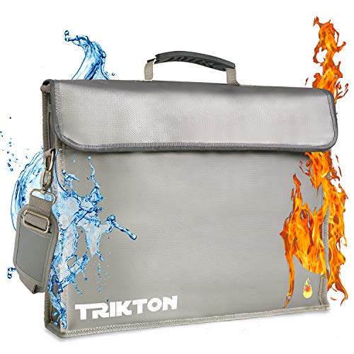 TRIKTON Fireproof and Waterproof Document Bag XL 16x12x3.5 with TSA Lock, Fits Legal Files, High-Viz Design, Lock Box for Travel and Documents, Developed by USA Engineers and Firefighters (Silver) - Image 4