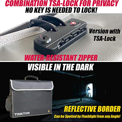 TRIKTON Fireproof and Waterproof Document Bag XL 16x12x3.5 with TSA Lock, Fits Legal Files, High-Viz Design, Lock Box for Travel and Documents, Developed by USA Engineers and Firefighters (Silver) - Image 2