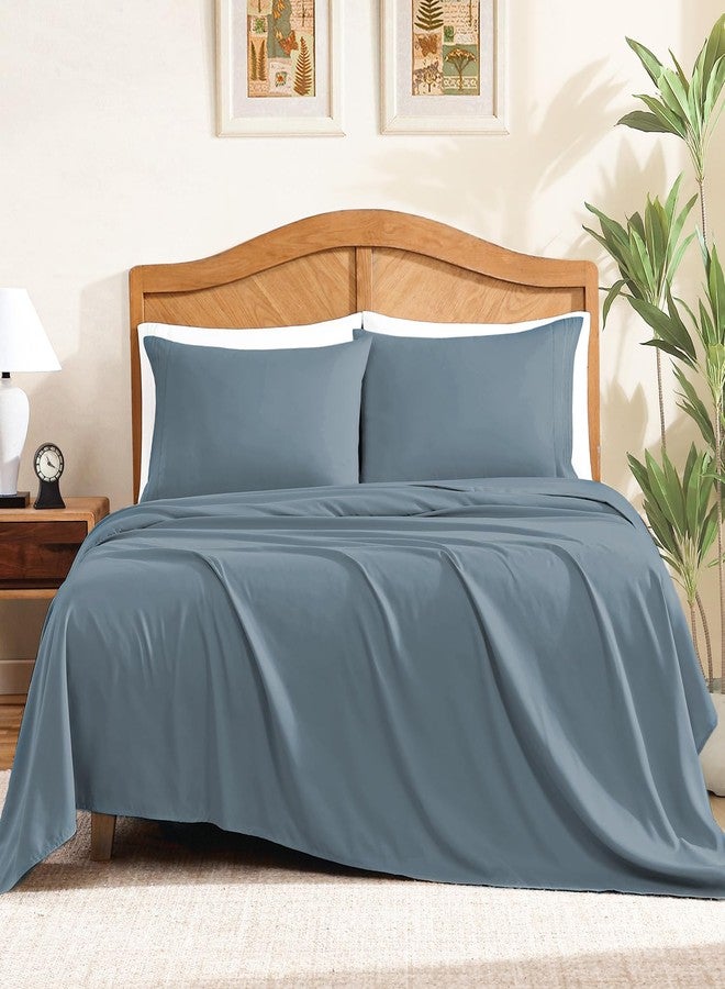 ClevaHome Sheet Set Queen Size, 4-Piece Bedding, Lightweight & Super Soft Easy Care Microfiber- Shrinkage & Fade Resistant Bedding Set with 14'' Deep Pockets (Slate Blue) - Image 1