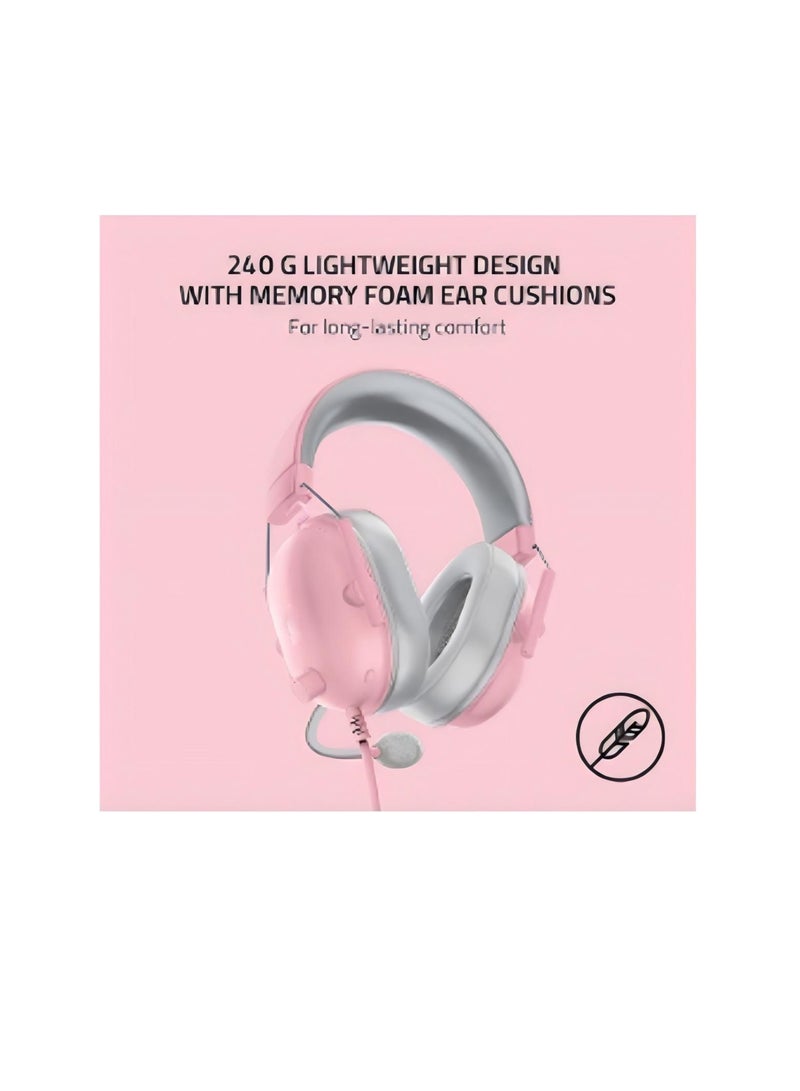 BlackShark V2 X Gaming Headset, 7.1 Surround Sound Capable, TriForce 50mm Drivers, 3.5mm Jack, Breathable Memory Foam Cushion, For PC, PS4, Nintendo Switch, Quartz Pink - Image 3