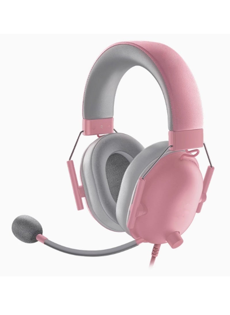 BlackShark V2 X Gaming Headset, 7.1 Surround Sound Capable, TriForce 50mm Drivers, 3.5mm Jack, Breathable Memory Foam Cushion, For PC, PS4, Nintendo Switch, Quartz Pink - Image 1