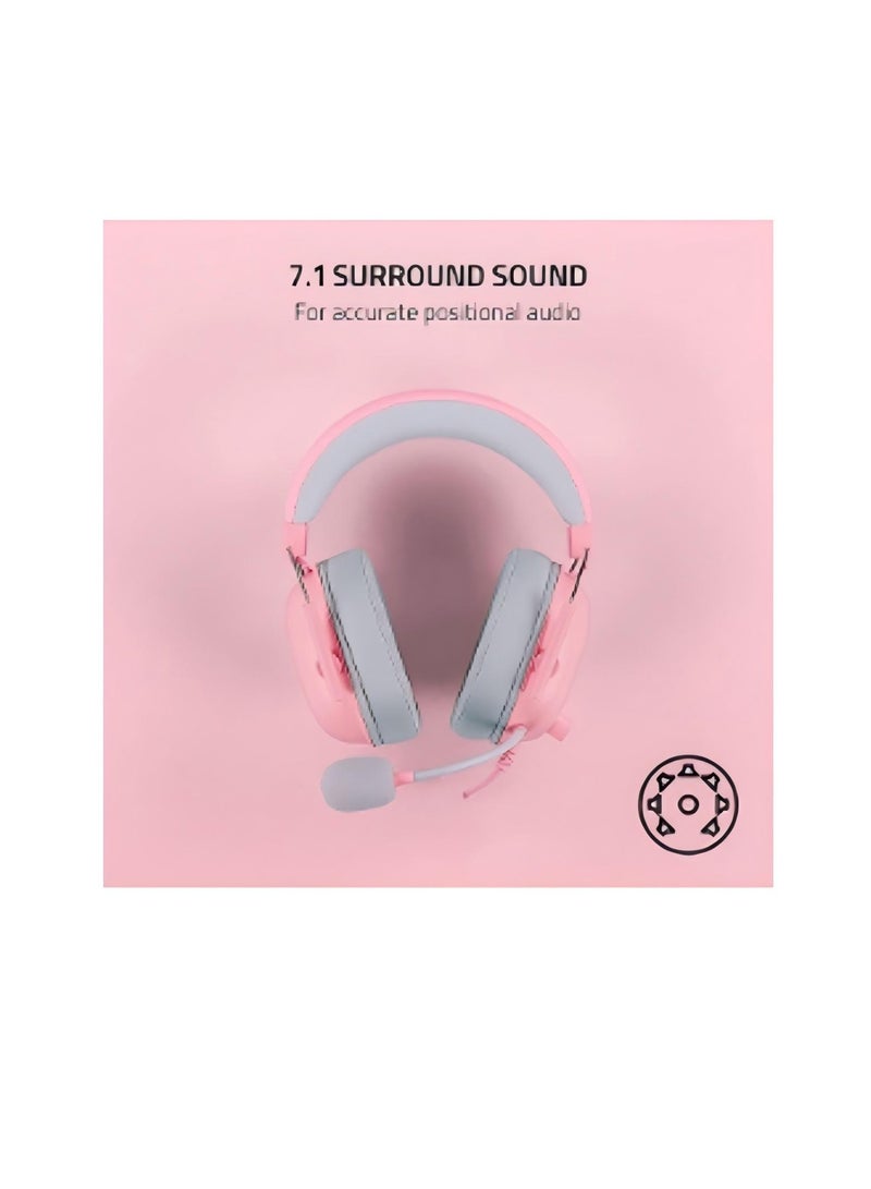 BlackShark V2 X Gaming Headset, 7.1 Surround Sound Capable, TriForce 50mm Drivers, 3.5mm Jack, Breathable Memory Foam Cushion, For PC, PS4, Nintendo Switch, Quartz Pink - Image 4