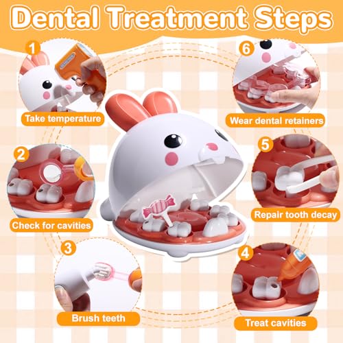 Crelloci Dentist Kit Pretend Play Set 31PCS Teeth Dental Tools Medical Accessories Pet Doctor Role Play Toys Playset Educational Gift for Kids Toddlers Girls Ages 3 - Image 5