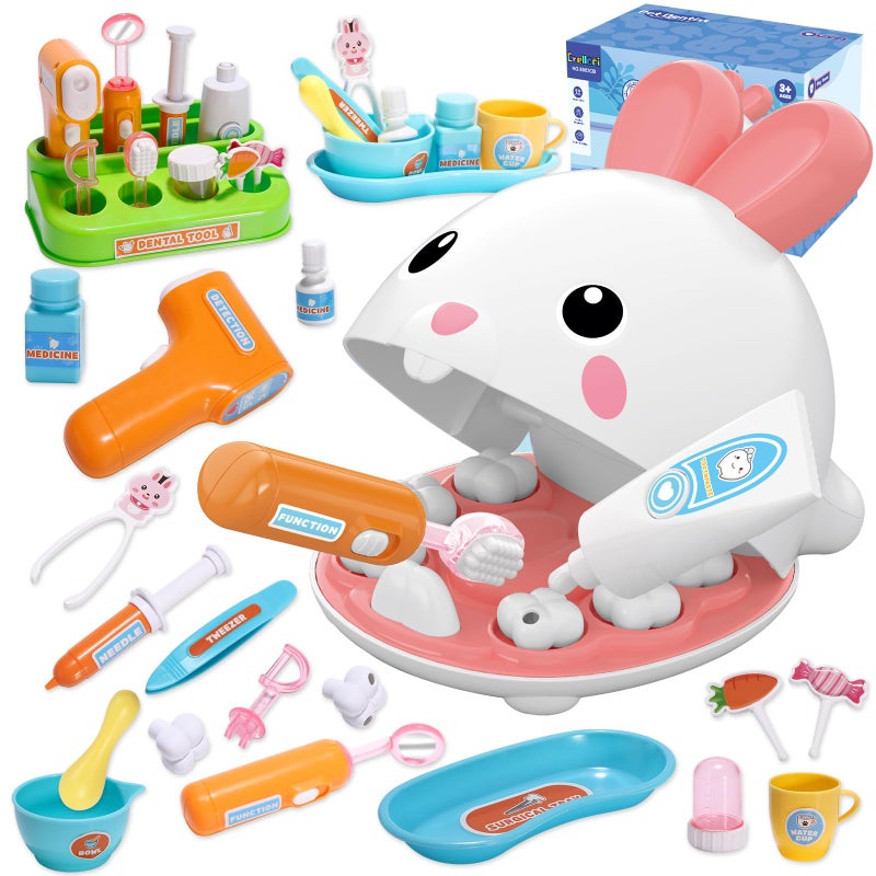 Crelloci Dentist Kit Pretend Play Set 31PCS Teeth Dental Tools Medical Accessories Pet Doctor Role Play Toys Playset Educational Gift for Kids Toddlers Girls Ages 3 - Image 3