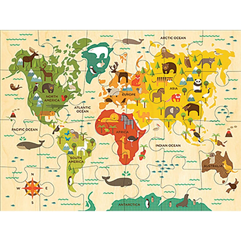 Petit Collage Floor Puzzle, Our World, 24-Pieces â€“ Large Puzzle for Kids, Completed Map Puzzle Measures 18â€ x 24â€ â€“ Makes a Great Gift Idea for Ages 3+ - Image 2