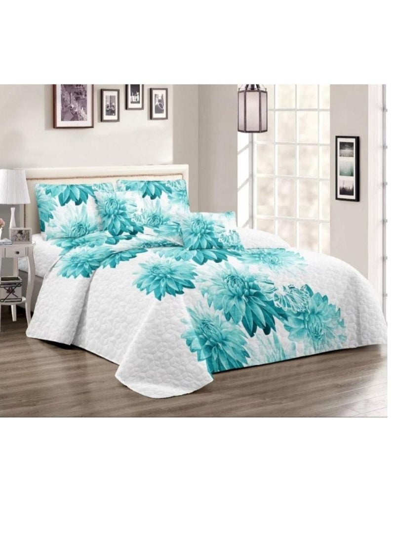 Single Size Floral Bedspread Blanket Set