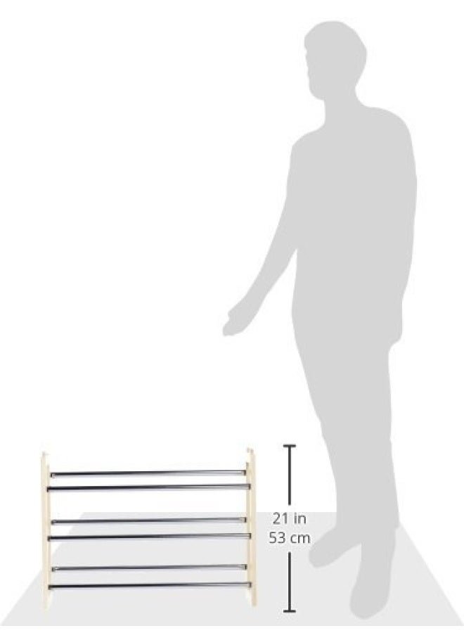 Whitmor 3 Tier Expandable Shoe Rack -Stackable - Natural Wood And Chrome - Image 5