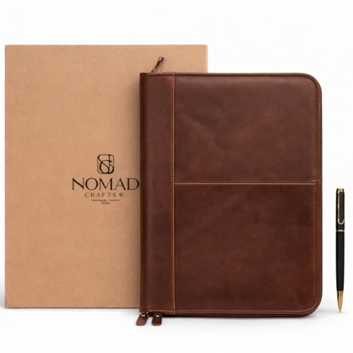NomadCraftsCo. Leather Padfolio with Zipper – Business Portfolio for Men and Women, Legal Pad Portfolio, Leather Folder, Professional Padfolio for Meetings and Interviews - Image 1