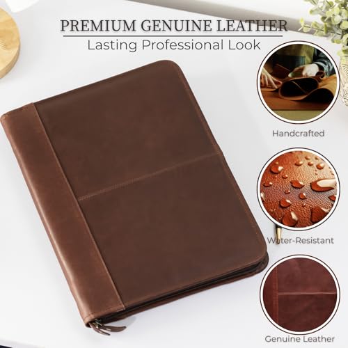 NomadCraftsCo. Leather Padfolio with Zipper – Business Portfolio for Men and Women, Legal Pad Portfolio, Leather Folder, Professional Padfolio for Meetings and Interviews - Image 4