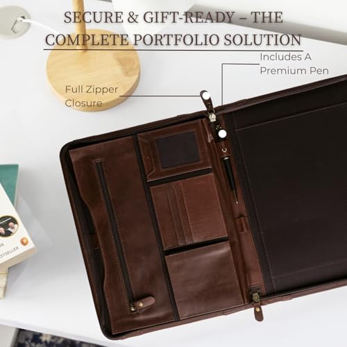 NomadCraftsCo. Leather Padfolio with Zipper – Business Portfolio for Men and Women, Legal Pad Portfolio, Leather Folder, Professional Padfolio for Meetings and Interviews - Image 5