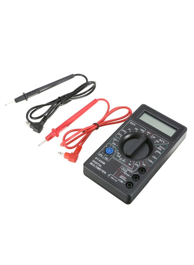 جهاز قياس متعدد رقمي DT-830B لاختبار الجهد والتيار والمقاومة، مزود بشاشة LCD، لقياس الجهد المتردد والمستمر، واختبار استمرارية التيار، واختبار الثنائيات، وأداة قياس كهربائية مع أسلاك اختبار. - Image 5