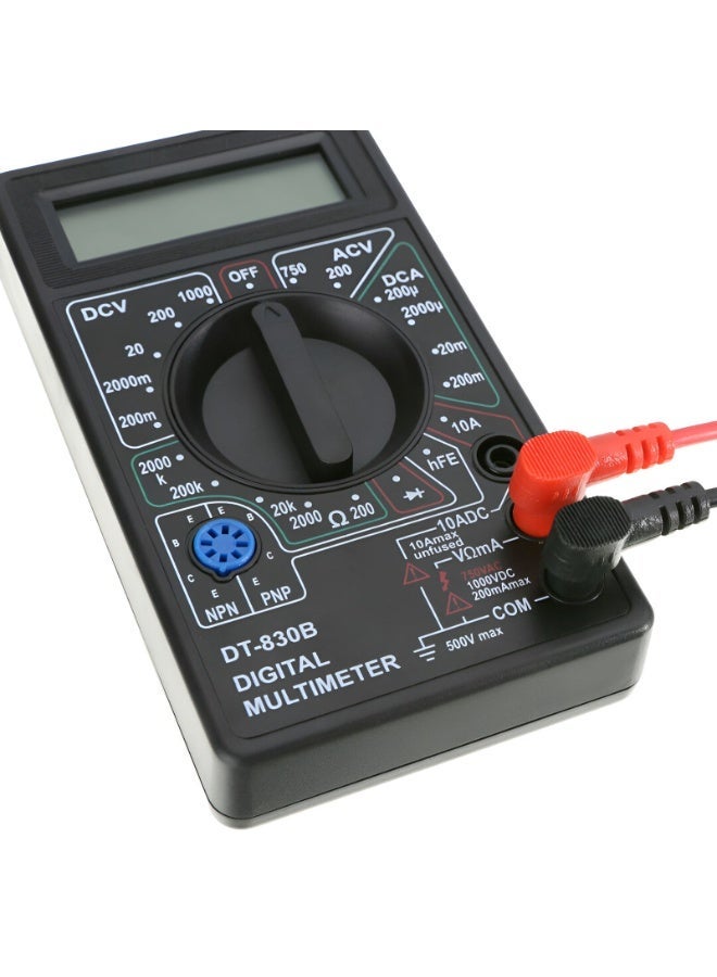 جهاز قياس متعدد رقمي DT-830B لاختبار الجهد والتيار والمقاومة، مزود بشاشة LCD، لقياس الجهد المتردد والمستمر، واختبار استمرارية التيار، واختبار الثنائيات، وأداة قياس كهربائية مع أسلاك اختبار. - Image 2