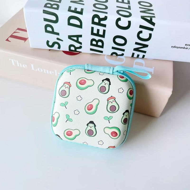 Cherry EVA Hard Shell Handbag Pouch for Earphone Data Cable Organizer Portable Coin Purse with Mesh Design - Image 3