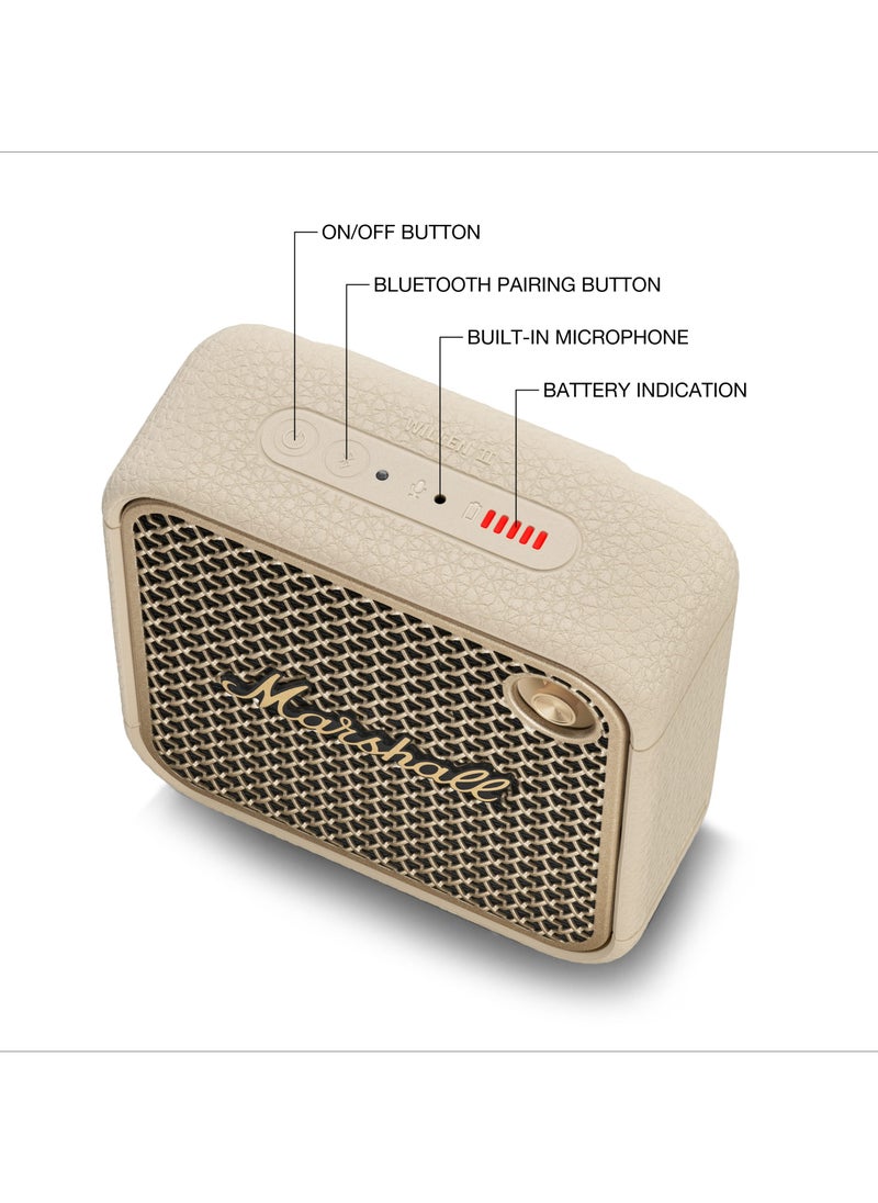 Marshall - Marshall Willen II Wireless Bluetooth Speaker, over 17+ Hours Playtime, Dust and Waterproof Design (Cream) - Image 1