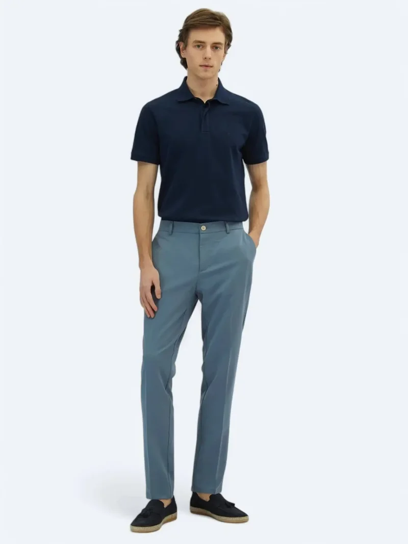 Kip Light Blue Weaving Jogging Fit Casual Trousers