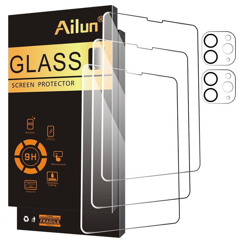 Ailun Screen Protector for iPad Pro 11 inch 2022/2021/2020 (4th/3rd/2nd Generation) 3 Pack + 2 Pack Camera Lens Protector,Tempered Glass,Face ID & Apple Pencil & Case Compatible - Image 1