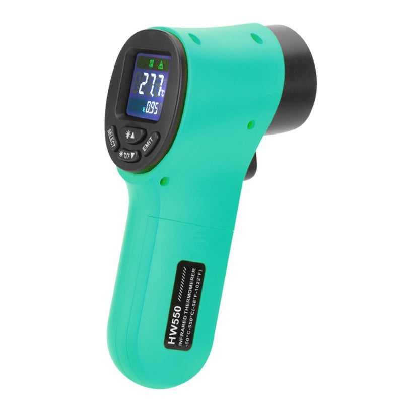 Infrared Thermometer: -50~550℃ Range, Quick 500ms Response, High Precision, Backlit Lcd Display, Green - Multifunctional Temperature Meter for Industrial, Home & Outdoor Use - Image 1