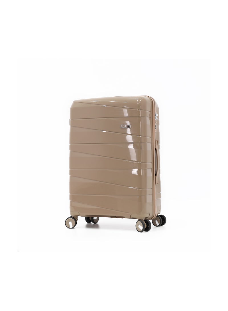 DILIXI Unbreakable Hardshell PP Luggage Set with 8 Wheels Thick Shell Multi Layer PP 3 Piece Set, 20, 24, 28 Inch (Beige) - Image 2