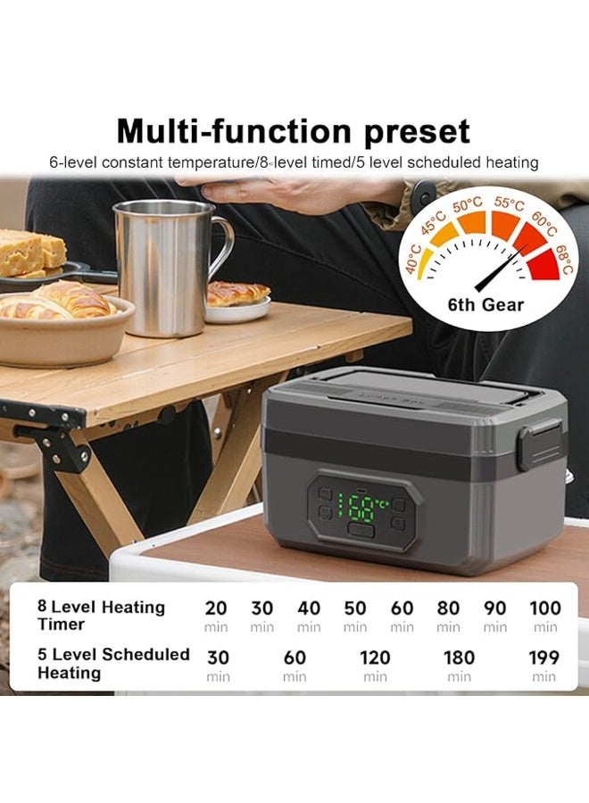 VVU&CCO FH-4B Cordless Electric Lunch Box with 1.2L for Adults with Timer, Rechargeable Self, Heating SS Container, Convenient for Work/Travel/Camping/Hiking - Image 5