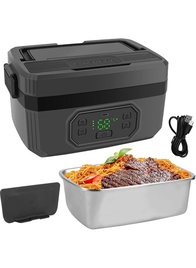 VVU&CCO FH-4B Cordless Electric Lunch Box with 1.2L for Adults with Timer, Rechargeable Self, Heating SS Container, Convenient for Work/Travel/Camping/Hiking - Image 4