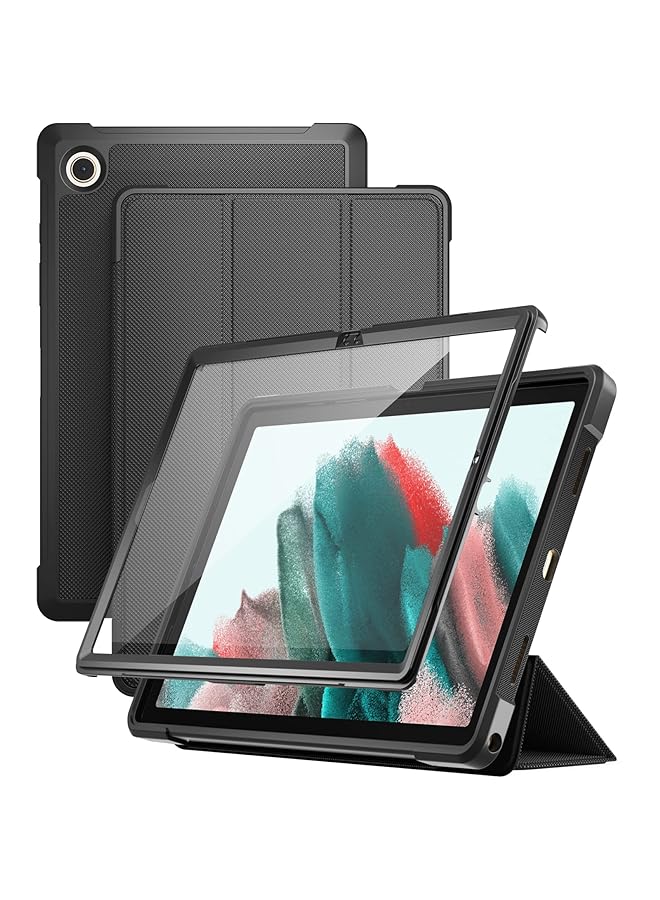 Procases Galaxy Tab A8 Case 10.5 Inch With Screen Protector Tri Fold Folio Cover With Built In Screen Protector Shockproof Tpu Smart Cover For Galaxy Tab A8 Sm X200 X205 X207 2022 Release Black - Image 1