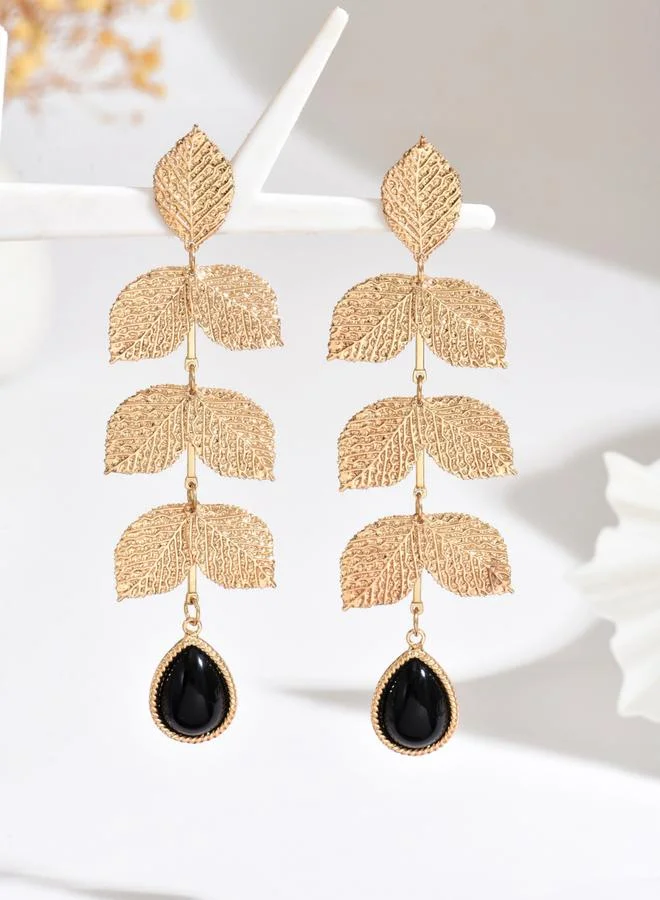 Take Two  Women Gold Leaf Dangle Earrings for Women | Best Price UAE