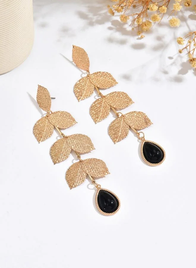 Take Two  Women Gold Leaf Dangle Earrings for Women | Best Price UAE