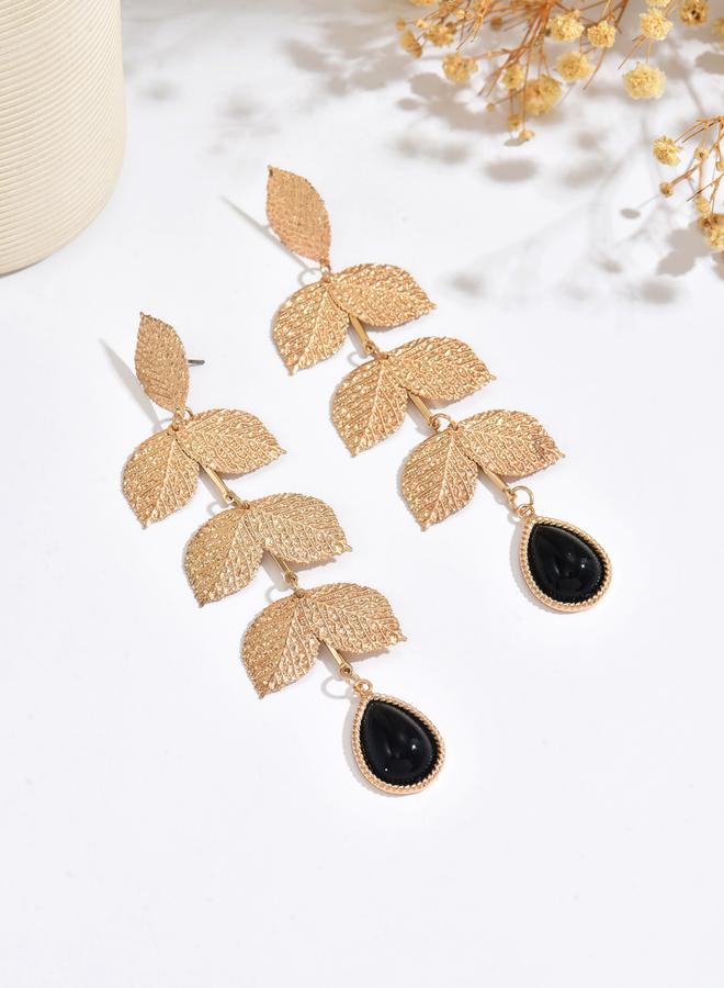 تايك تو أقراط ذهبية متدلية بتصميم ورقة - Image 3