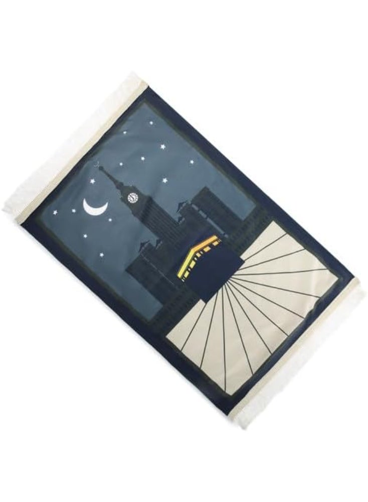 ماتكس سجادة صلاة مخملية مع حافظة سجاد، 68x117 سم - كحلى و بيج - Image 5