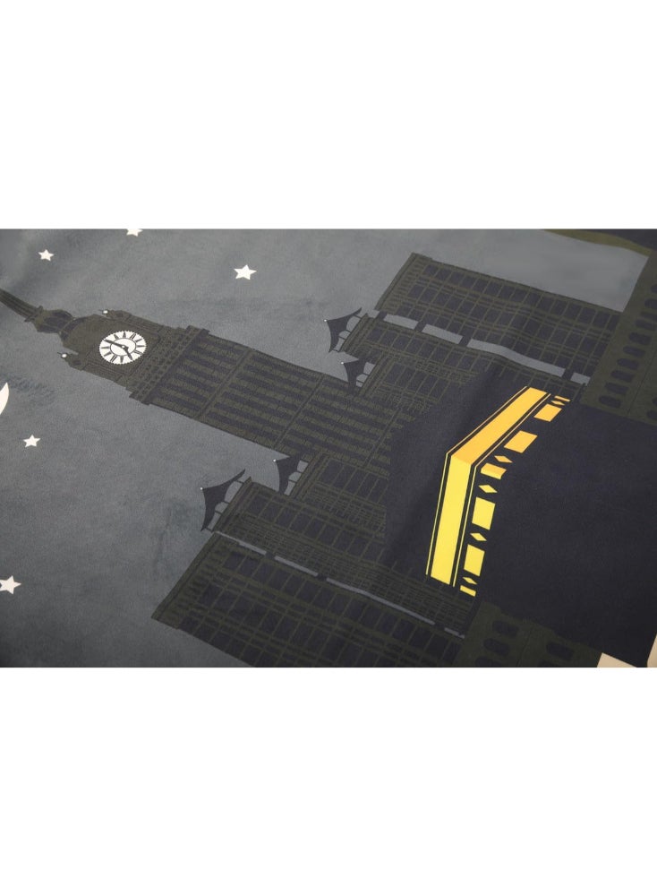 ماتكس سجادة صلاة مخملية مع حافظة سجاد، 68x117 سم - كحلى و بيج - Image 3