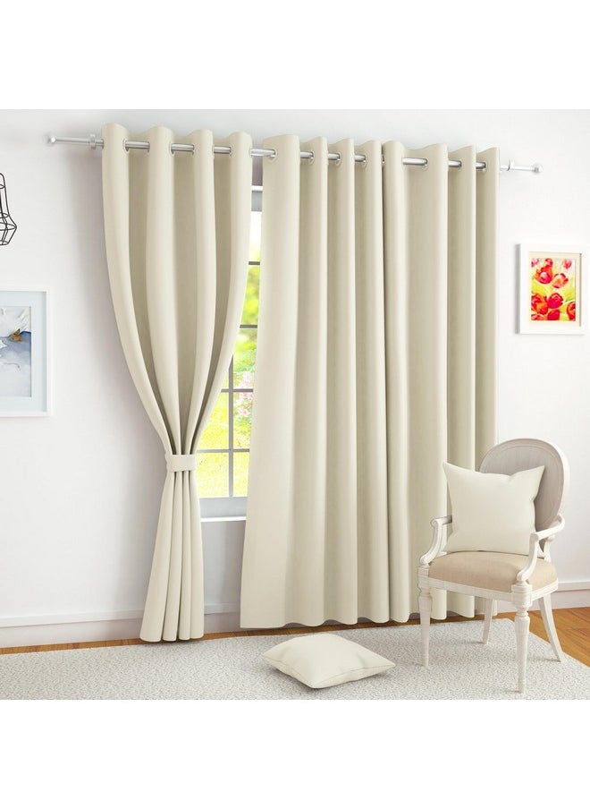Story@Home Story@Home Blackout Window Curtains 5 Feet Set of 3 | Plain Print | 70% Room Darkening | Thermal Insulated Curtains | Curtain for Living Room | (118 x 152 cm, Beige) | Perfect for Home Decor  - Image 1