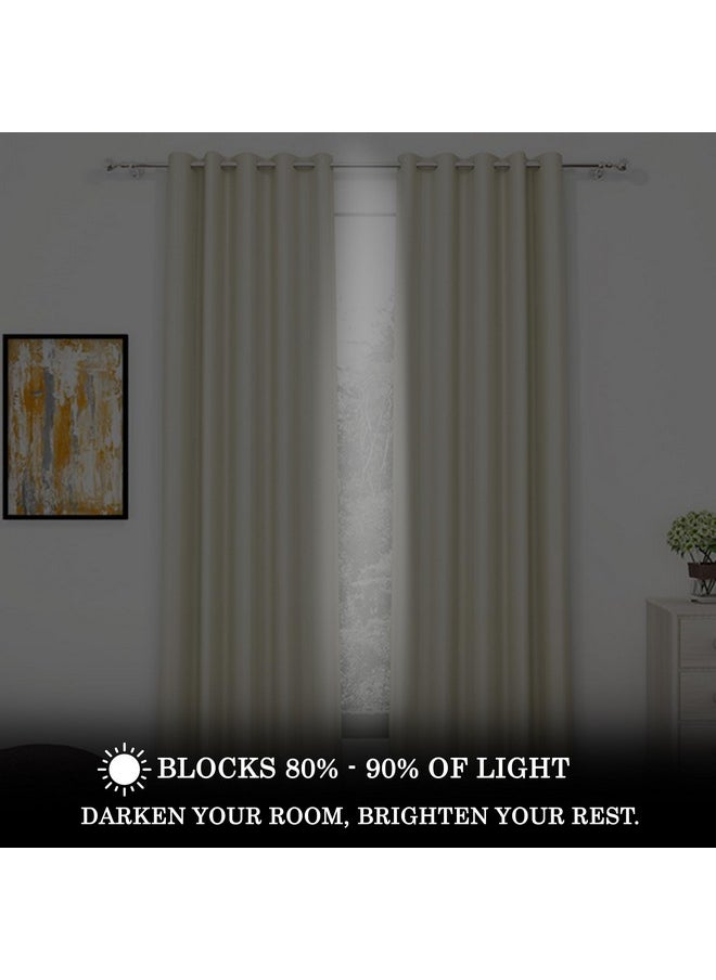 Story@Home Story@Home Blackout Window Curtains 5 Feet Set of 3 | Plain Print | 70% Room Darkening | Thermal Insulated Curtains | Curtain for Living Room | (118 x 152 cm, Beige) | Perfect for Home Decor  - Image 3