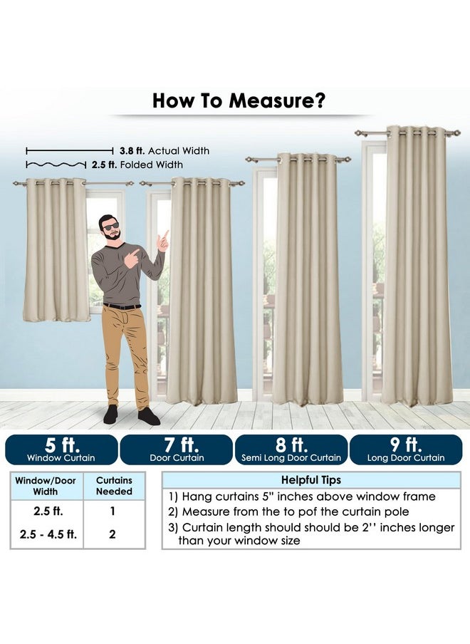 Story@Home Story@Home Blackout Window Curtains 5 Feet Set of 3 | Plain Print | 70% Room Darkening | Thermal Insulated Curtains | Curtain for Living Room | (118 x 152 cm, Beige) | Perfect for Home Decor  - Image 2