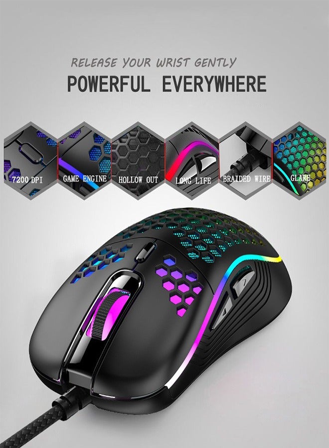 High Performance Wired Gaming Mouse, Game-Grade Optical Sensor, Honeycomb Hollow Design, Ventilation And Cooling Effect-Pink - Image 4