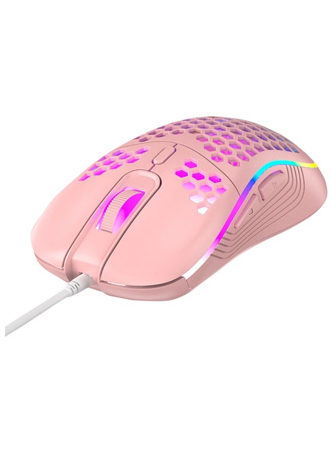 High Performance Wired Gaming Mouse, Game-Grade Optical Sensor, Honeycomb Hollow Design, Ventilation And Cooling Effect-Pink - Image 1