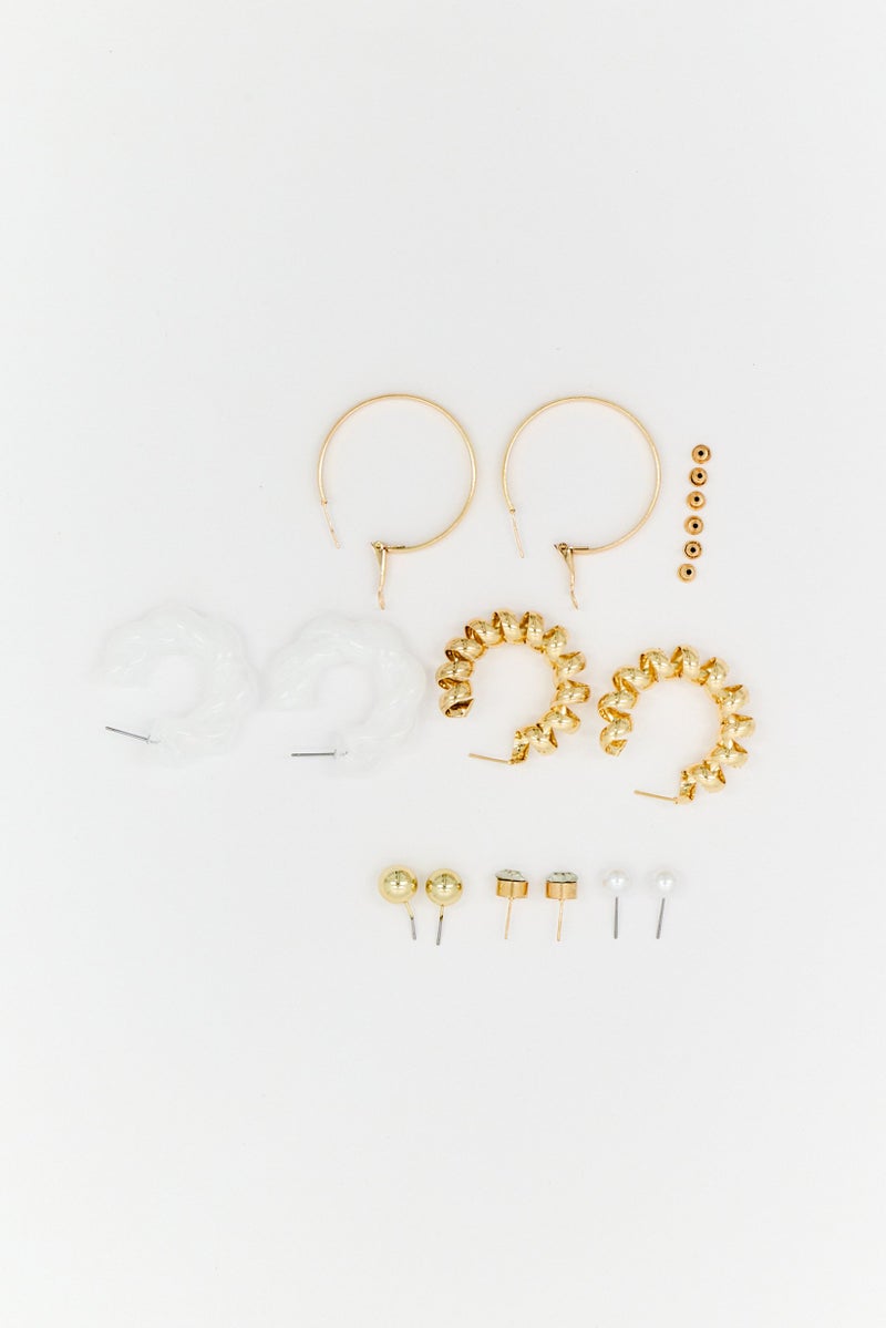 Eden by Adina Eden Women 6 Pairs Stud and Hoop Earring Set, Multicolor - Image 3