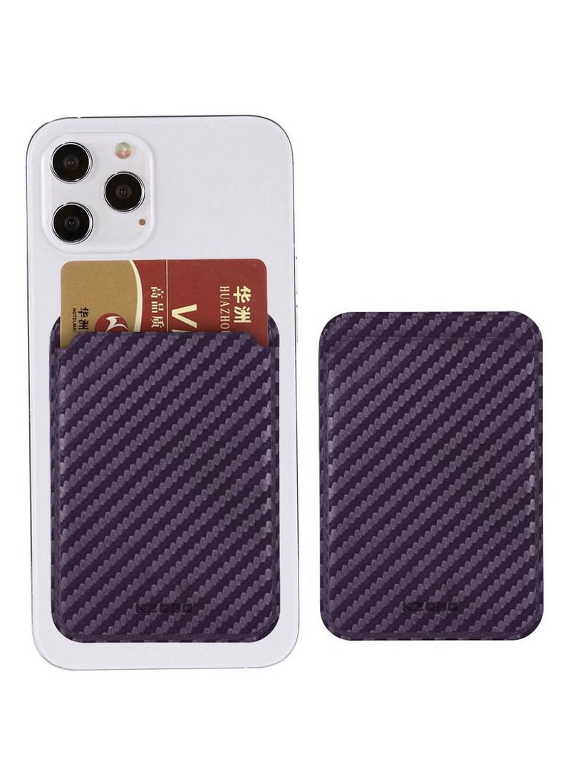KZDOO - ( For iPhone 16 Pro Max ) iPhone Leather Wallet with MagSafe Carbon Fiber Mag Wallet Magnetic Wireless Charging Card Holder Purple - Image 1
