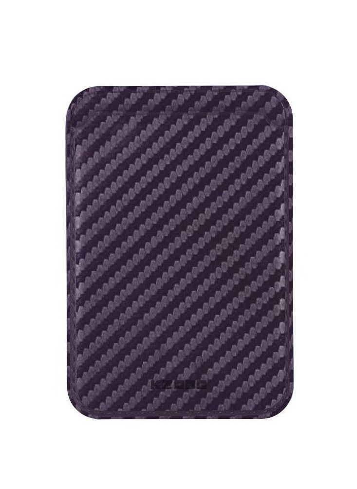 KZDOO - ( For iPhone 16 Pro Max ) iPhone Leather Wallet with MagSafe Carbon Fiber Mag Wallet Magnetic Wireless Charging Card Holder Purple - Image 1