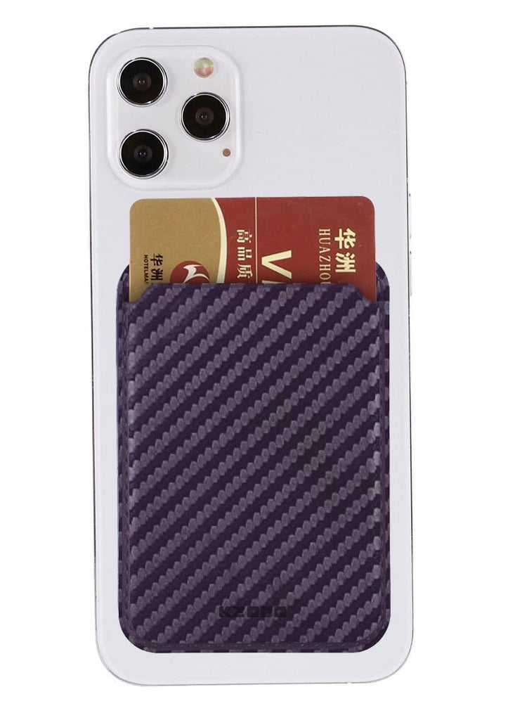 KZDOO - ( For iPhone 16 Pro Max ) iPhone Leather Wallet with MagSafe Carbon Fiber Mag Wallet Magnetic Wireless Charging Card Holder Purple - Image 1