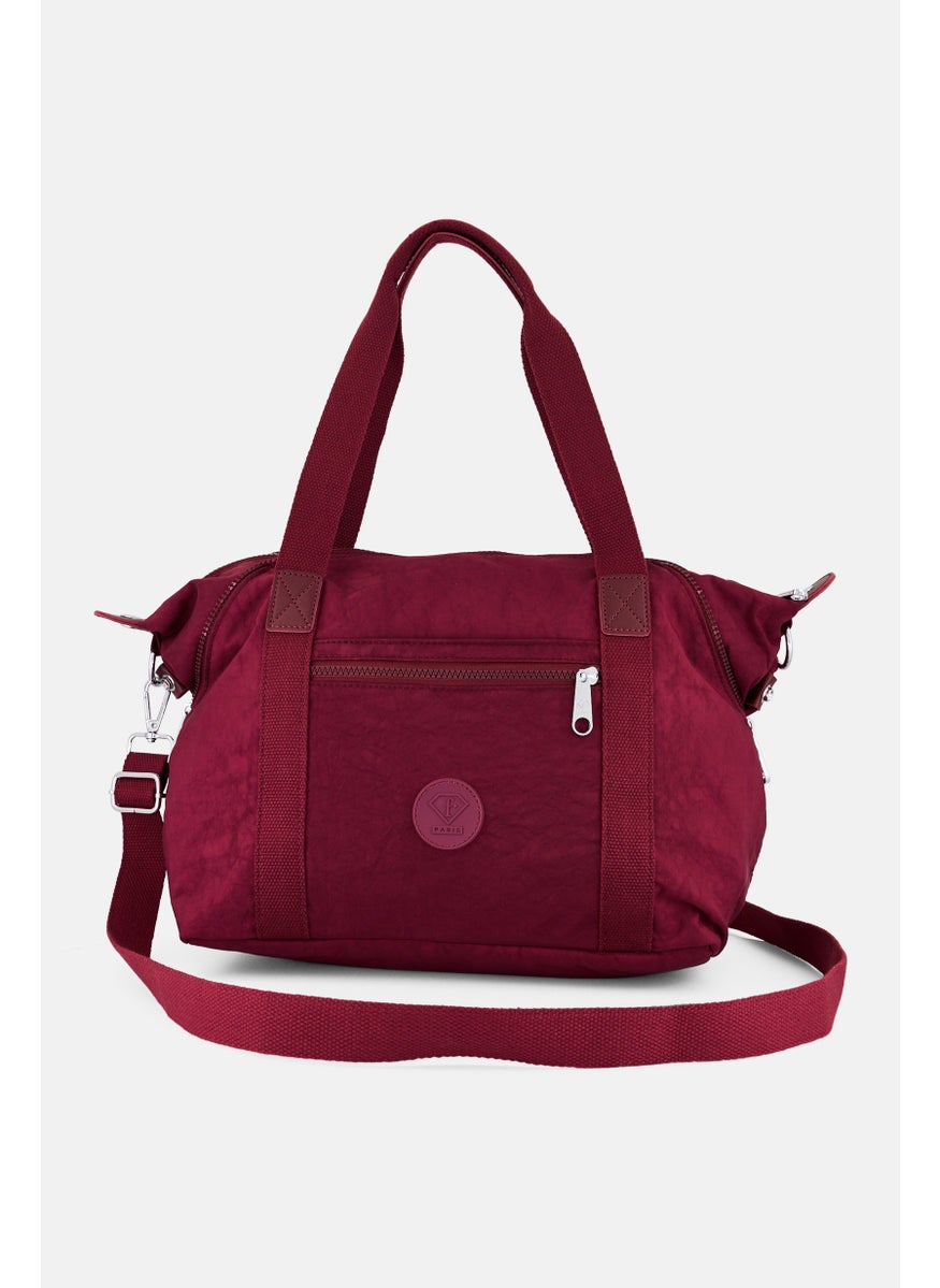 I Love Fashion Women Brand Logo Tote Bag, Maroon  - Image 1