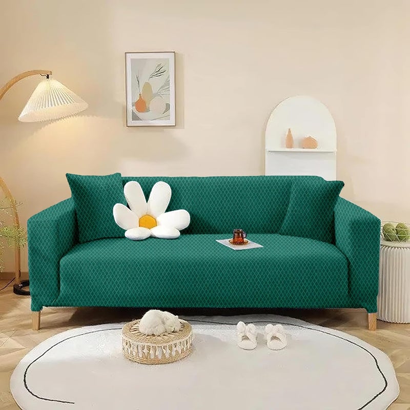 VORHANG 100 Jacquard Sofa Cover Highly Elastic Cover Stretchable Universal Sofa Slipcover for Dining Drawing Room Two Seater Sofa Cover Green - Image 1