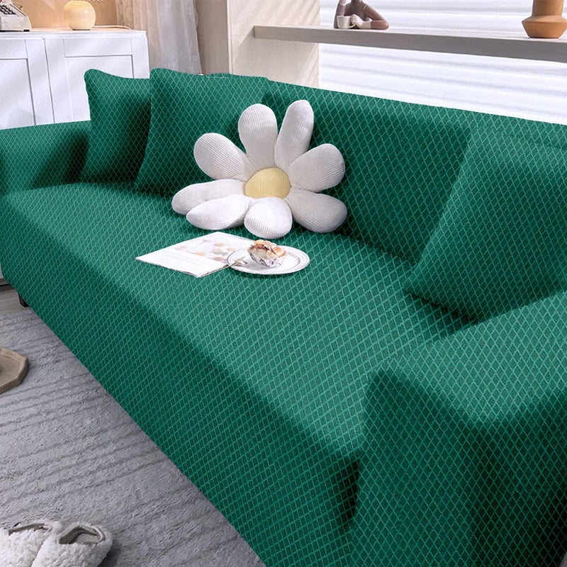 VORHANG 100 Jacquard Sofa Cover Highly Elastic Cover Stretchable Universal Sofa Slipcover for Dining Drawing Room Two Seater Sofa Cover Green - Image 2
