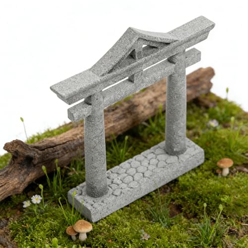 livelyfish Japanese Fish Tank Decorations Asian Aquarium Decor Torii Gate Ornament Japanese Shrine Oriental Pagoda Aquarium Sandstone Bridge Statues Betta Fish Decorations for Tank, L2 - Image 3