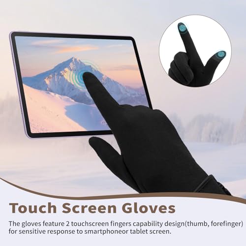 woogwin Womens Winter Gloves Touch Screen Warm Fleece Lined Thick Thermal Windproof Ladies Snow Gloves for Cold Weather (Black) - Image 3