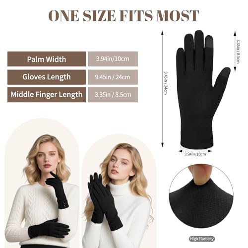 woogwin Womens Winter Gloves Touch Screen Warm Fleece Lined Thick Thermal Windproof Ladies Snow Gloves for Cold Weather (Black) - Image 5