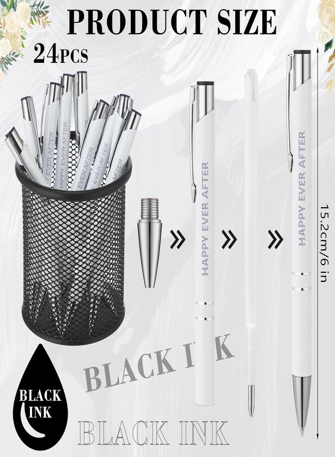 TaoBary 24 Pcs Wedding Pens Bridal Party Black Ink Ballpoint Retractable Bridal Shower Pens for Wedding Favors Proposal Bachelor Slumber Party Supplies (White) - Image 5