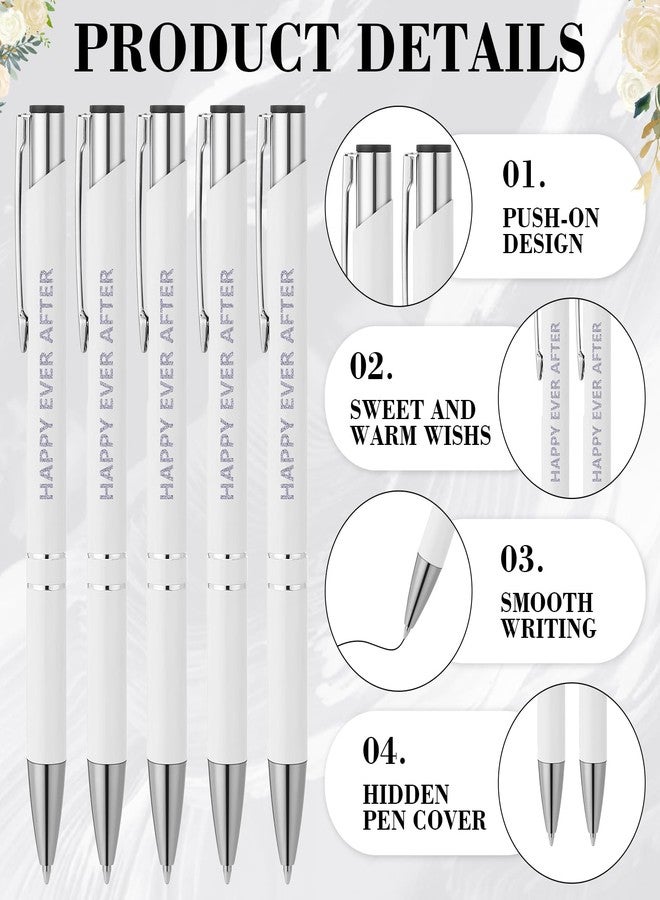 TaoBary 24 Pcs Wedding Pens Bridal Party Black Ink Ballpoint Retractable Bridal Shower Pens for Wedding Favors Proposal Bachelor Slumber Party Supplies (White) - Image 3