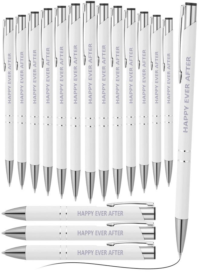 TaoBary 24 Pcs Wedding Pens Bridal Party Black Ink Ballpoint Retractable Bridal Shower Pens for Wedding Favors Proposal Bachelor Slumber Party Supplies (White) - Image 1