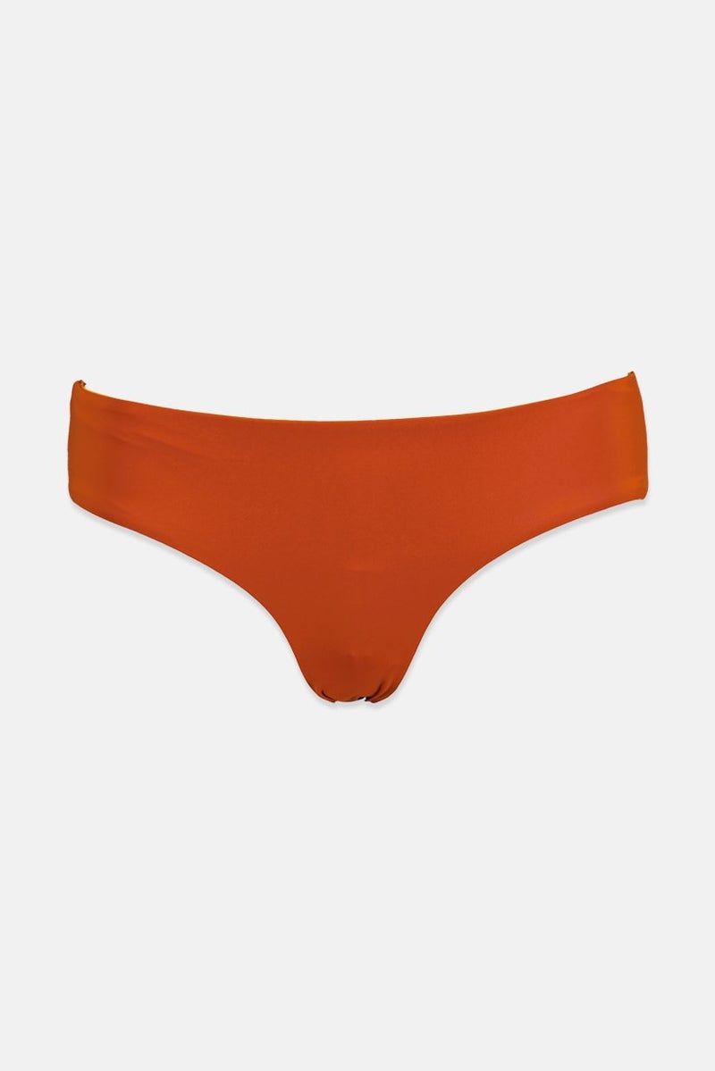 women'secret Women Plain Reversible Pull On Bikini Bottom, Orange - Image 1